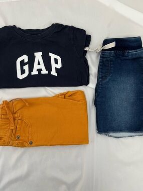 GAP Navy Tee with White Logo Jean Shorts Pants Kids Bundle Set